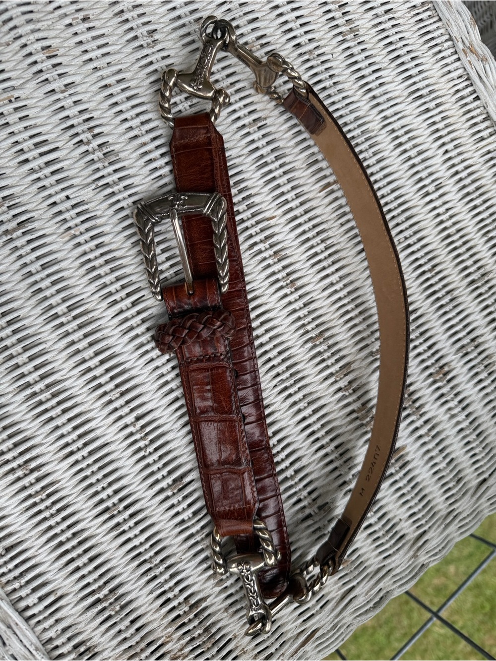 Brighton Brown Leather Belt EUC Great Metal Details